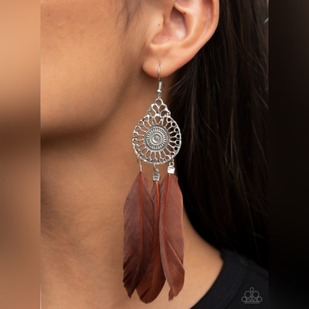 ​Pretty in PLUMES Brown Earrings